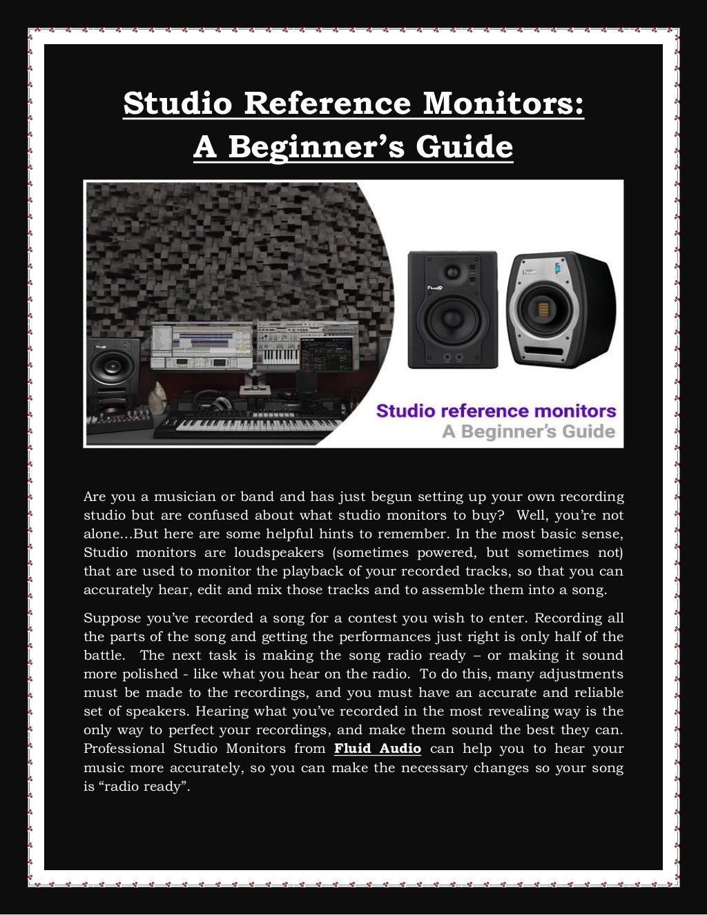 Studio reference monitors A Beginner’s Guide