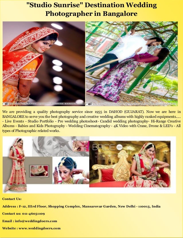 Studio Sunrise Destination Wedding Photographer In Bangalore