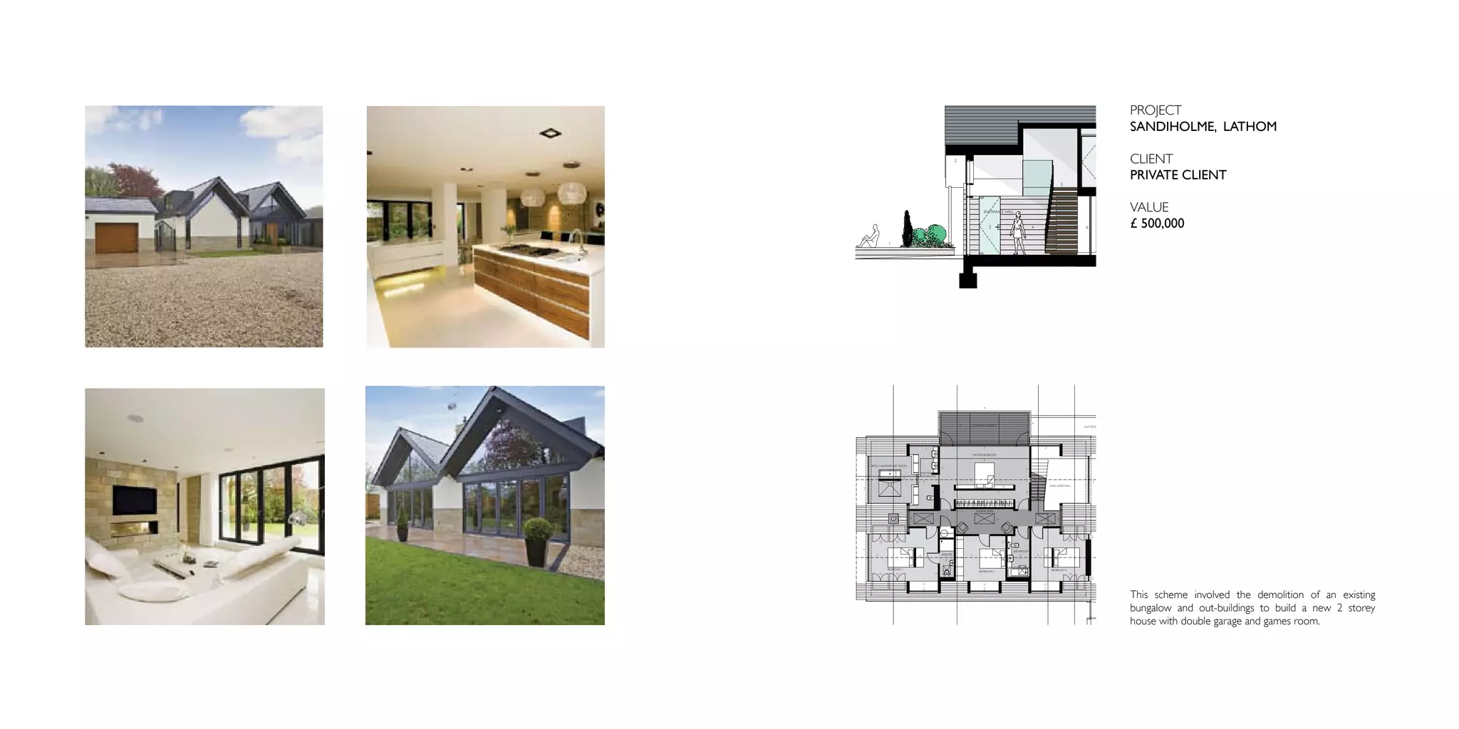 PROJECT
                                                                                                                                                                                                SANDIHOLME, LATHOM                                   SHOWER / BATH WET ROOM




[6196mm PLANNING + 42mm ]
 6238mm External Ridge Height
                                                                                                                                                                                                                             MASTER BATHROOM

                                                                                                 2                                                                                              CLIENT
                                                                                                                                                                                                    MASTER BEDROOM




                                                                                                                                                                          5
                                                                                                                                                                                                PRIVATE CLIENT
                                                                                                                                                                                                8
                                                                                                                                                                                                                                                                         2




                                                                                                                    ENTRANCE HALL                                                               VALUE SUN ROOM                                 LOUNGE


                                                                                                                         3                           4                               6          £ 500,000
                                                                                                                                                                                                        6            4   6                       7


                                                1

                                                                                                                                                                                                                                                                              EXTERNAL REAR TER




                                                                                                                    4




                                                                                                                                                     4
                                                                                                     9       EXTERNAL TERRACE
                                                                                                                                                                                    FLAT ROOF




                                                                              3                                     3                                        3

                                                                                                             MASTER BEDROOM
                                                                                                                    5

                                    BATH / SHOWER WET ROOM
                                                                                       11                                                       11
                                                                     MASTER
                                                                     BATHROOM
                                                            5
                                                                         5                                                                      1                                        2
                                                                                                                                     10                           VOID OVER HALL
                                3
                                                                                       11                                       11              11


                                                                                                                                10
                                                                                                                                           11


                                                                                                               SEATING AREA

                                                    8           2                                                               6                                     2




                                                                                                                                                                                         2
                                           13       13                                                                               11                                        13


                                3
                                                                                                                                          BATHROOM
                                       7                            10                 ENSUITE           7                                    5          7   10
                                                                                            5


                                                BEDROOM 1                                                                                                          BEDROOM 3
                                                                                                                 BEDROOM 2
                                           13       13                            11                                                                                           13
                                                                                                                                                                                         2

                                                                         12                                         12                                       12
                                                                         2                                          2                                        2


                                                                                                                                                                                                This scheme involved the demolition of an existing
                                                                                                                                                                                                bungalow and out-buildings to build a new 2 storey
                                                                                                                                                                                                house with double garage and games room.
 