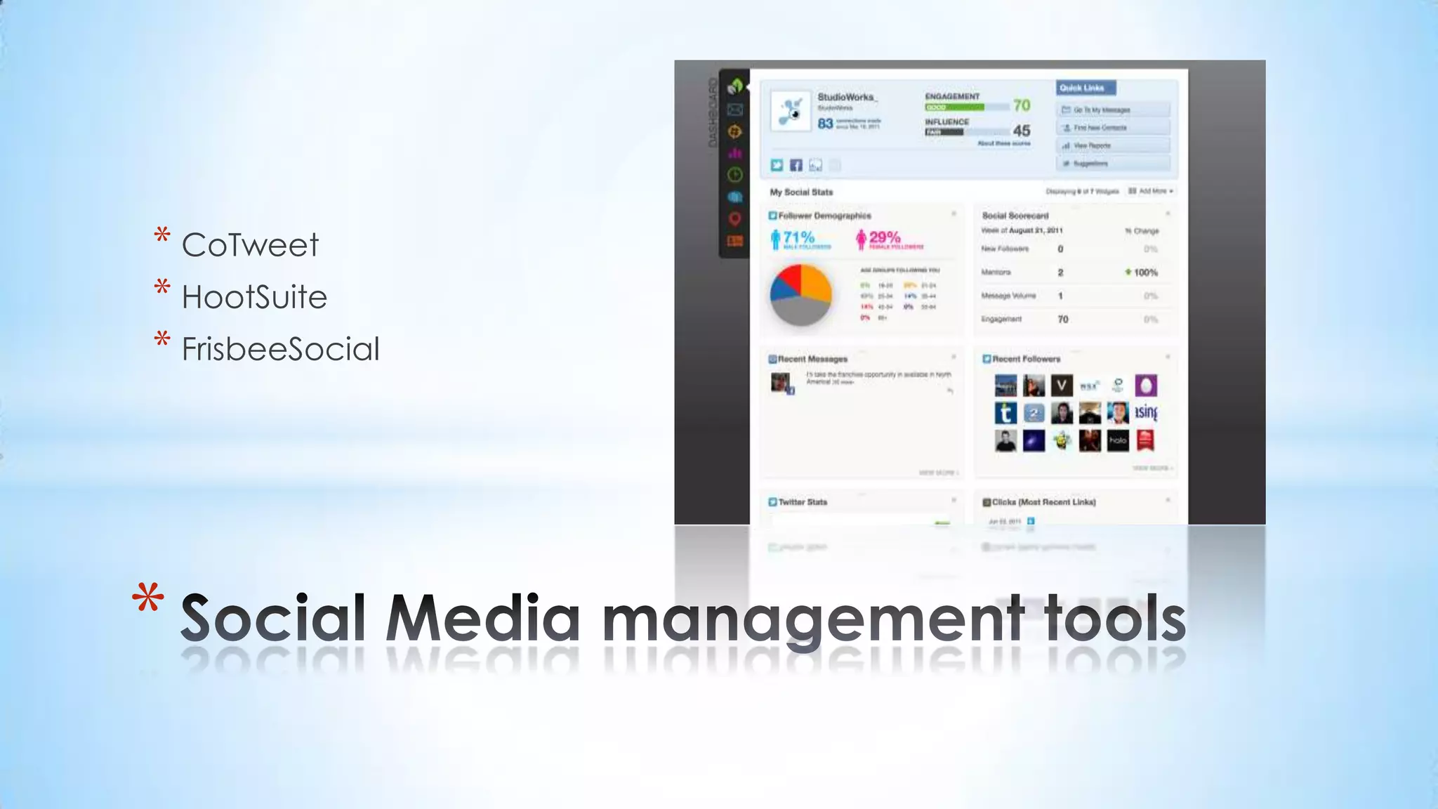 CoTweetHootSuiteFrisbeeSocialSocial Media management tools