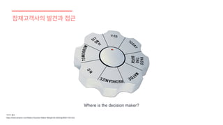 잠재고객사의 발견과 접근
이미지 출처
https://www.amazon.com/Natico-Decision-Maker-Weight-60-2622/dp/B00110G1AQ
Where is the decision maker?
 