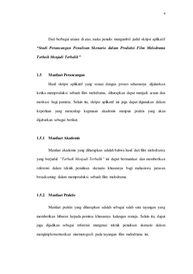 Studi Perancangan Penulisan Skenario Dalam Produksi Film Melodrama T