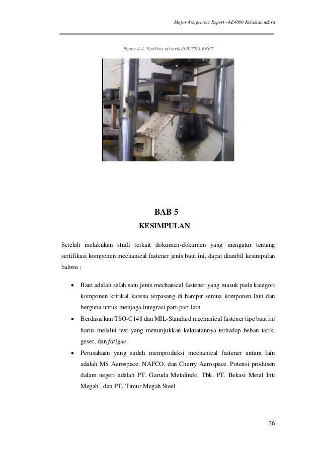 sertifikasi 17025 terbang pesawat Studi sertifikasi baut untuk