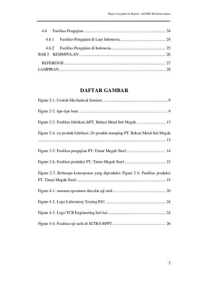 Studi sertifikasi baut untuk pesawat terbang