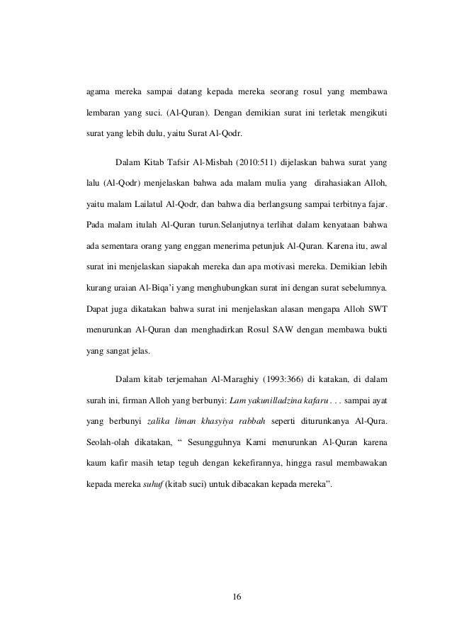 Studi Tafsir Q S Al Bayyinah Ayat 1 4