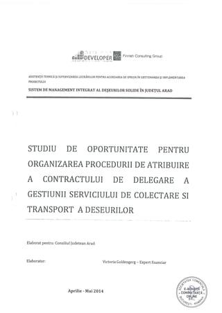 Documentatie de atribuiere a contractului de delagare a gestiunii serviciul de salubrizare
