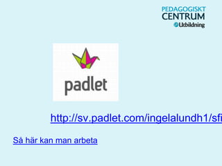 Så här kan man arbeta
http://sv.padlet.com/ingelalundh1/sfi
 