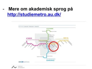 - Mere om akademisk sprog på
http://studiemetro.au.dk/

 