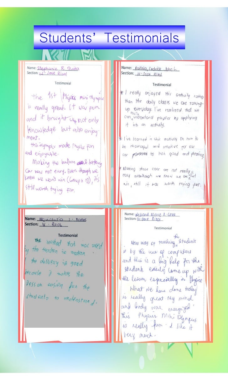 Students' testimonials