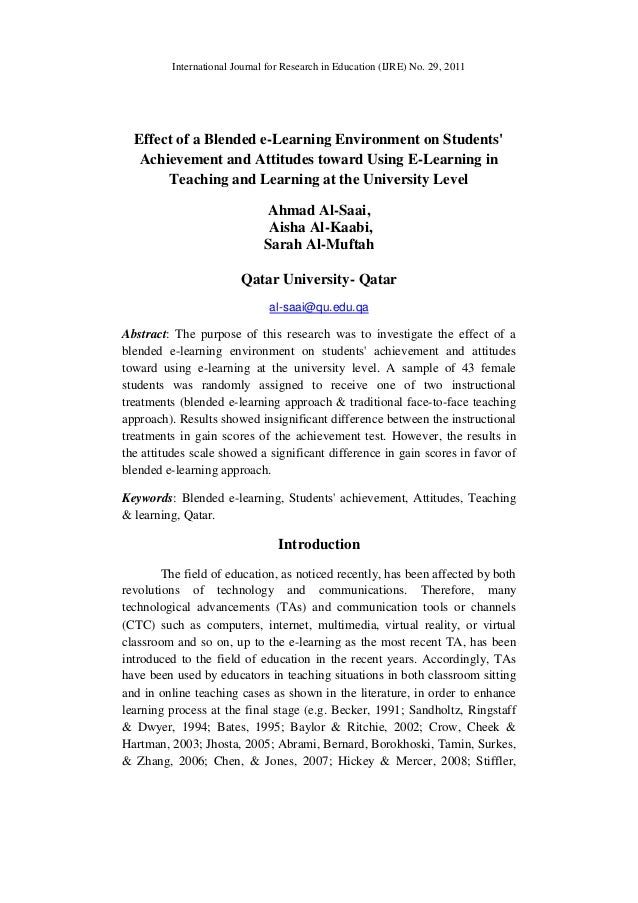 Effect Of A Blended E Learning Environment On Students Achievement A