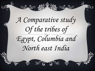 A Comparative study
Of the tribes of
Egypt, Columbia and
North east India.
 