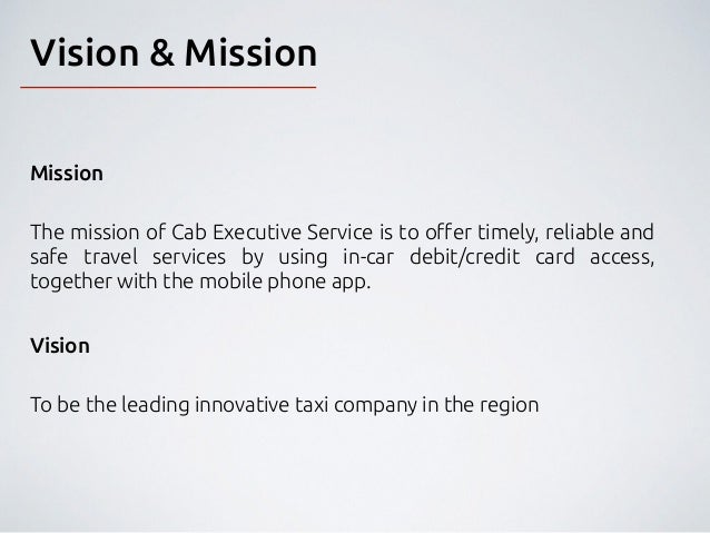 Sample business plan taxi company