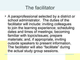 Study Groups As a Professional Development Model for Paraprofessionals ...