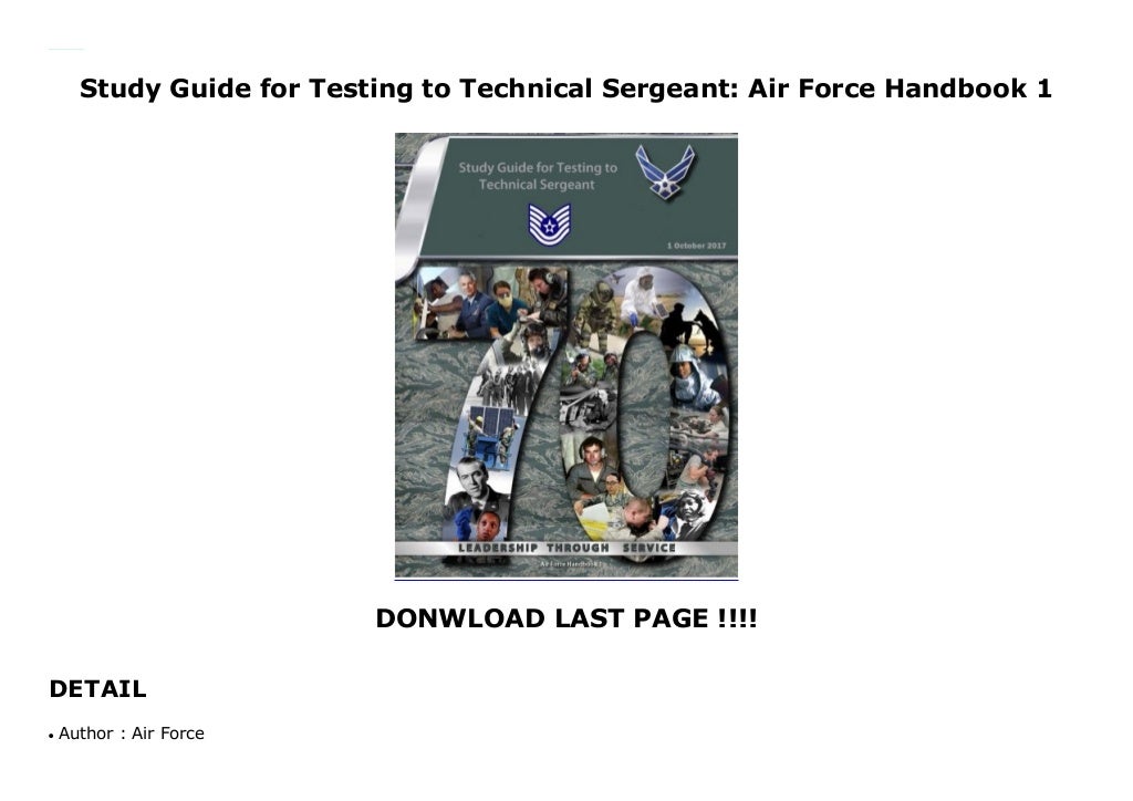 Study Guide for Testing to Technical Sergeant Air Force Handbook 1