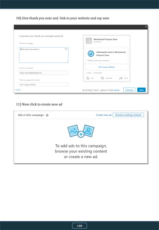 10) Give thank you note and link to your website and say save
11) Now click to create new ad
148
 