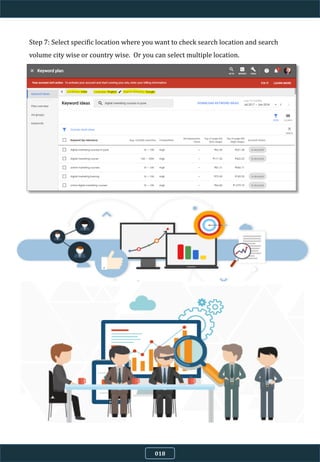 Step 7: Select specific location where you want to check search location and search
volume city wise or country wise. Or you can select multiple location.
018
 