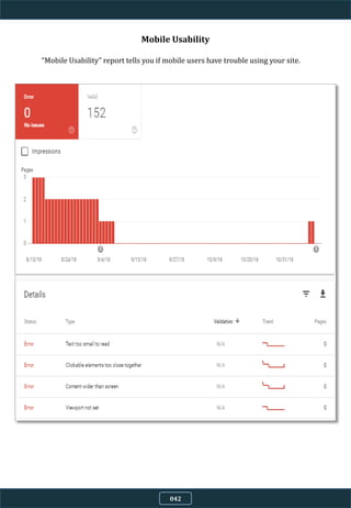 Mobile Usability
“Mobile Usability” report tells you if mobile users have trouble using your site.
042
 
