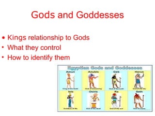 Gods  and Goddesses Kings  relationship to Gods What they control How to identify them 