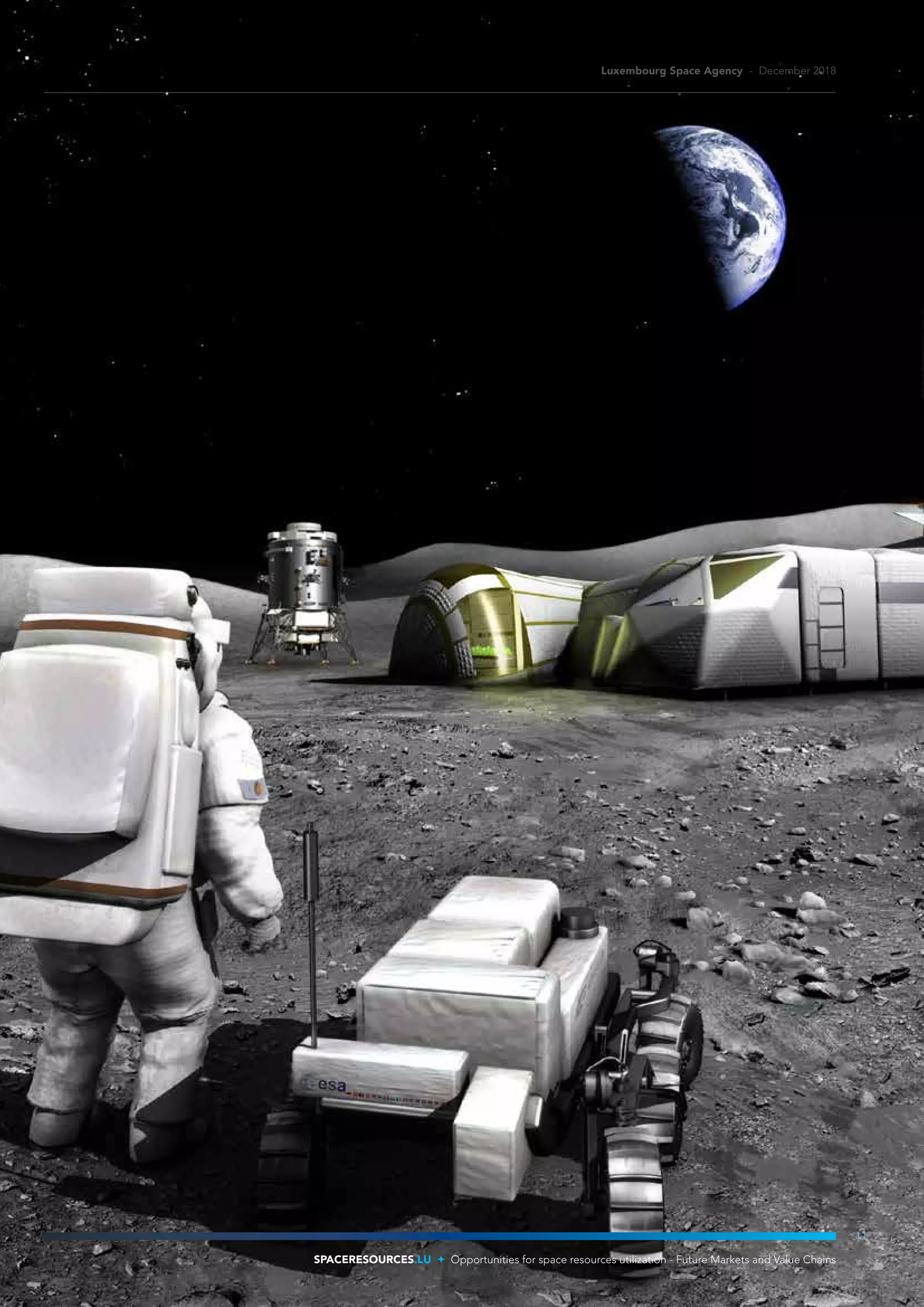 Luxembourg Space Agency - December 2018
11
SPACERESOURCES.LU Opportunities for space resources utilization - Future Markets and Value Chains
 