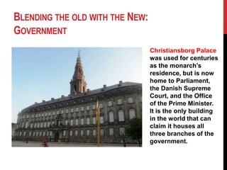 Taxes and Danish ServicesCitizens have to pay very high taxes, about 50-70% of their income, but they see the benefits in everyday life through:free public health care and educationwonderful maternity benefits and retirement planswelfare for unemployed citizens for up to 2 yearsfree access to libraries, cultural centers, museums, etc.The Danes are proud of the taxes they pay because they know they have quality services and that their government takes care of its people.