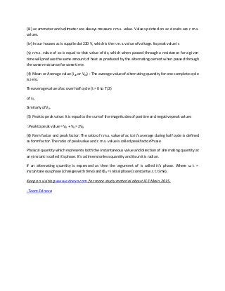 Study Alternating Current (AC) for JEE Main 2015