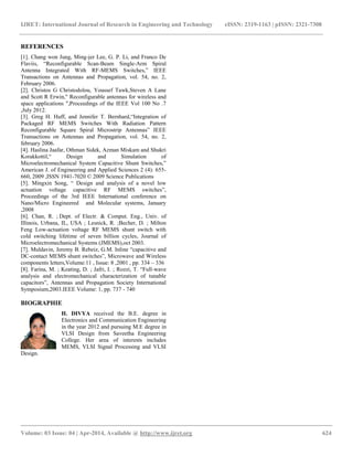 Study and analysis of rf mems shunt switch for reconfigurable antenna | PDF