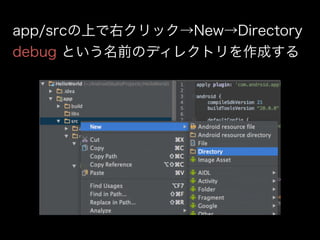app/srcの上で右クリック→New→Directory 
debug という名前のディレクトリを作成する 
 