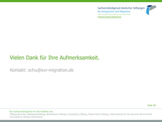 Seite 28
Vielen Dank für Ihre Aufmerksamkeit.
Kontakt: schu@svr-migration.de
 