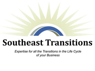 Southeast Transitions
Passing dentistry to the next generation
through practice sales
Southeast Transitions
Expertise for all the Transitions in the Life Cycle
of your Business
 