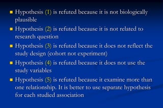  Hypothesis (1) is refuted because it is not biologically
plausible
 Hypothesis (2) is refuted because it is not related...