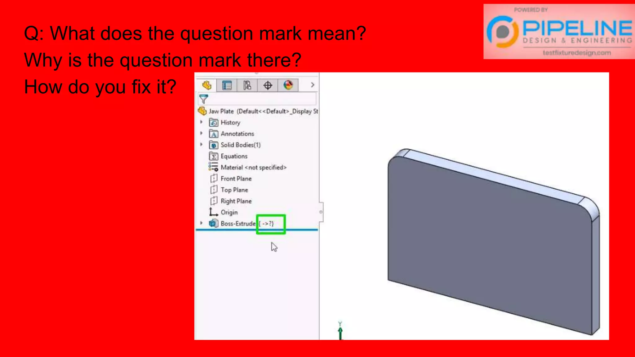 Q: What does the question mark mean?
Why is the question mark there?
How do you fix it?
 