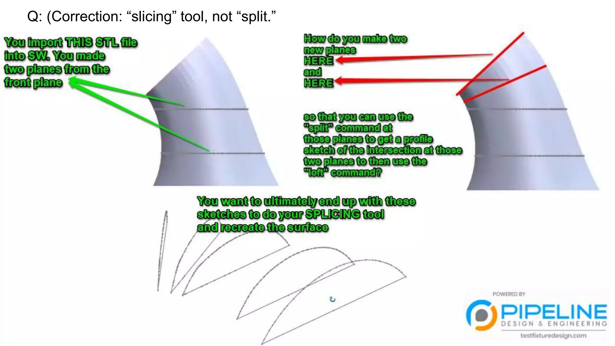 Q: (Correction: “slicing” tool, not “split.”
 