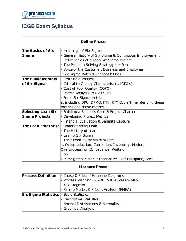 Study guide for iassc certified lean six sigma green belt ...