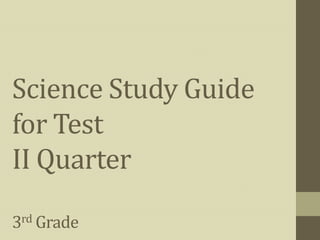 Science Study Guide
for Test
II Quarter

3rd Grade
 