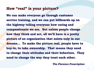 How “real” is your picture?
We can make everyone go through customer
service training, and we can put billboards up on
the...