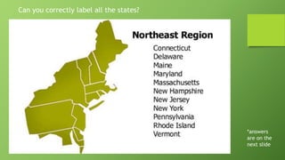 Can you correctly label all the states?
*answers
are on the
next slide
 