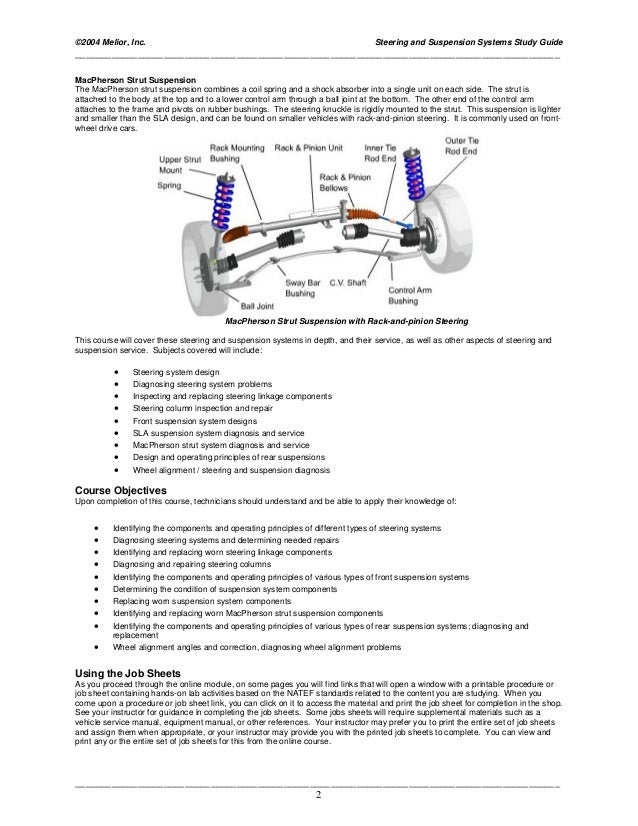 Studyguide suspension and steering