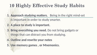 Study Habits and Time Management for College students.pptx