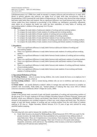 Study habits of higher secondary school students of working and non ...