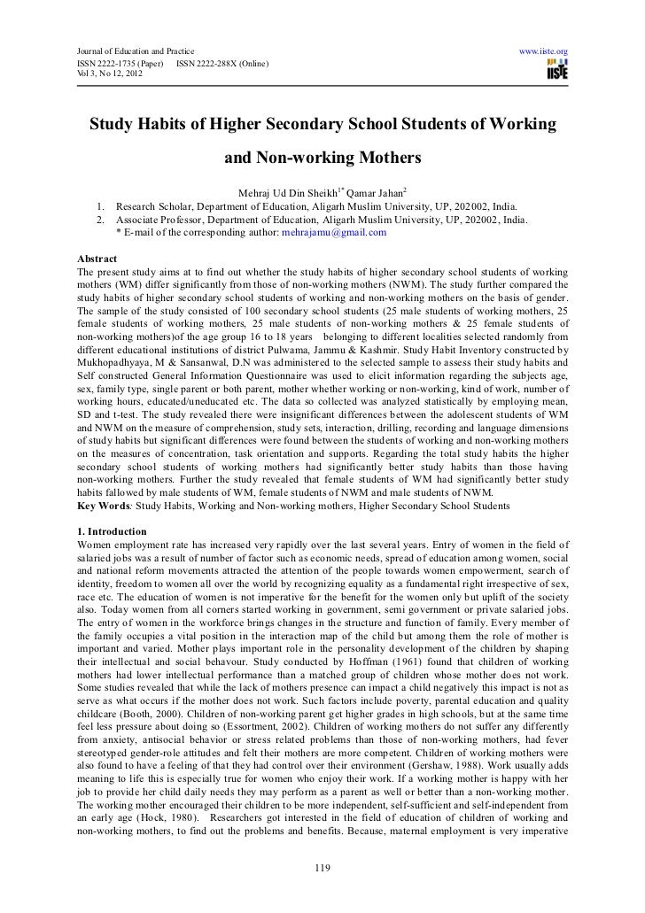 Working And Non Working Students Thesis - Thesis Title Ideas For College