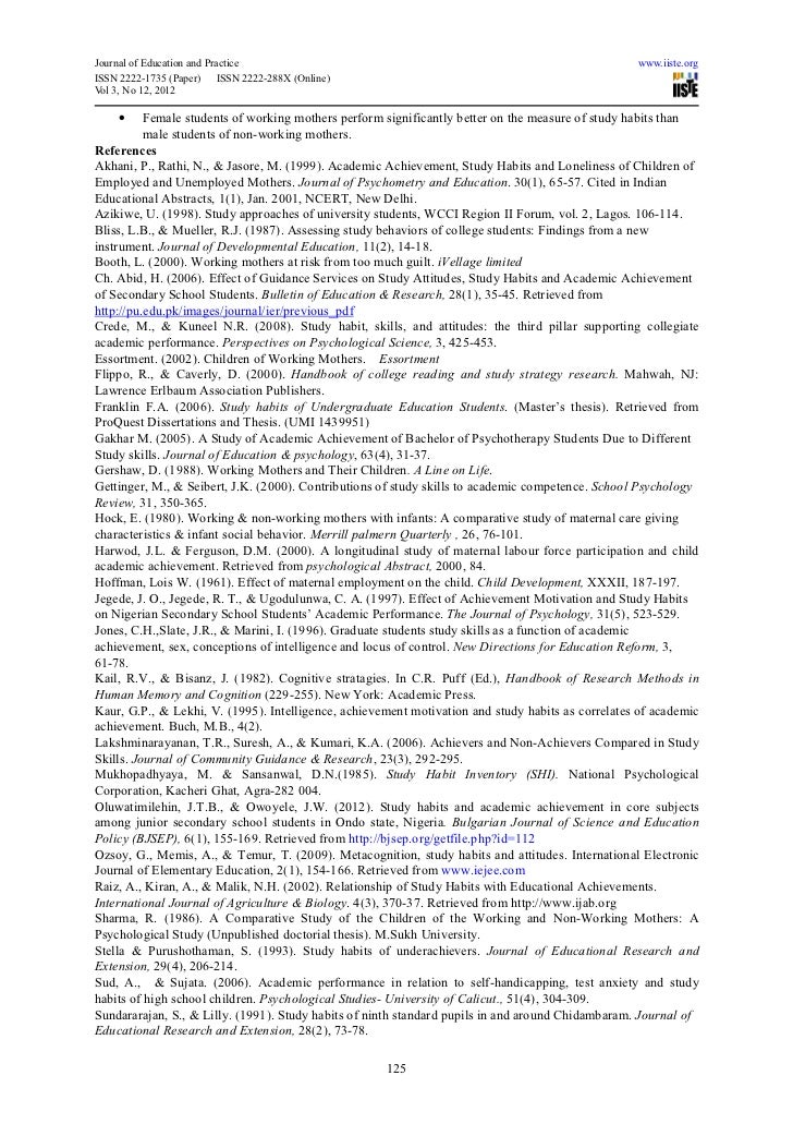 Working And Non Working Students Thesis - Thesis Title Ideas For College