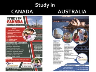 Study in AUSTRALIA and CANADA