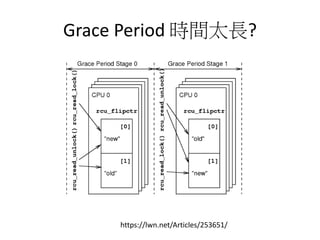 Grace Period 時間太長?
https://lwn.net/Articles/253651/
 