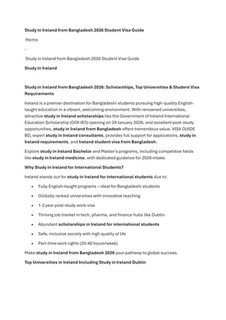 Study in Ireland from Bangladesh 2026 Student Visa Guide | PDF