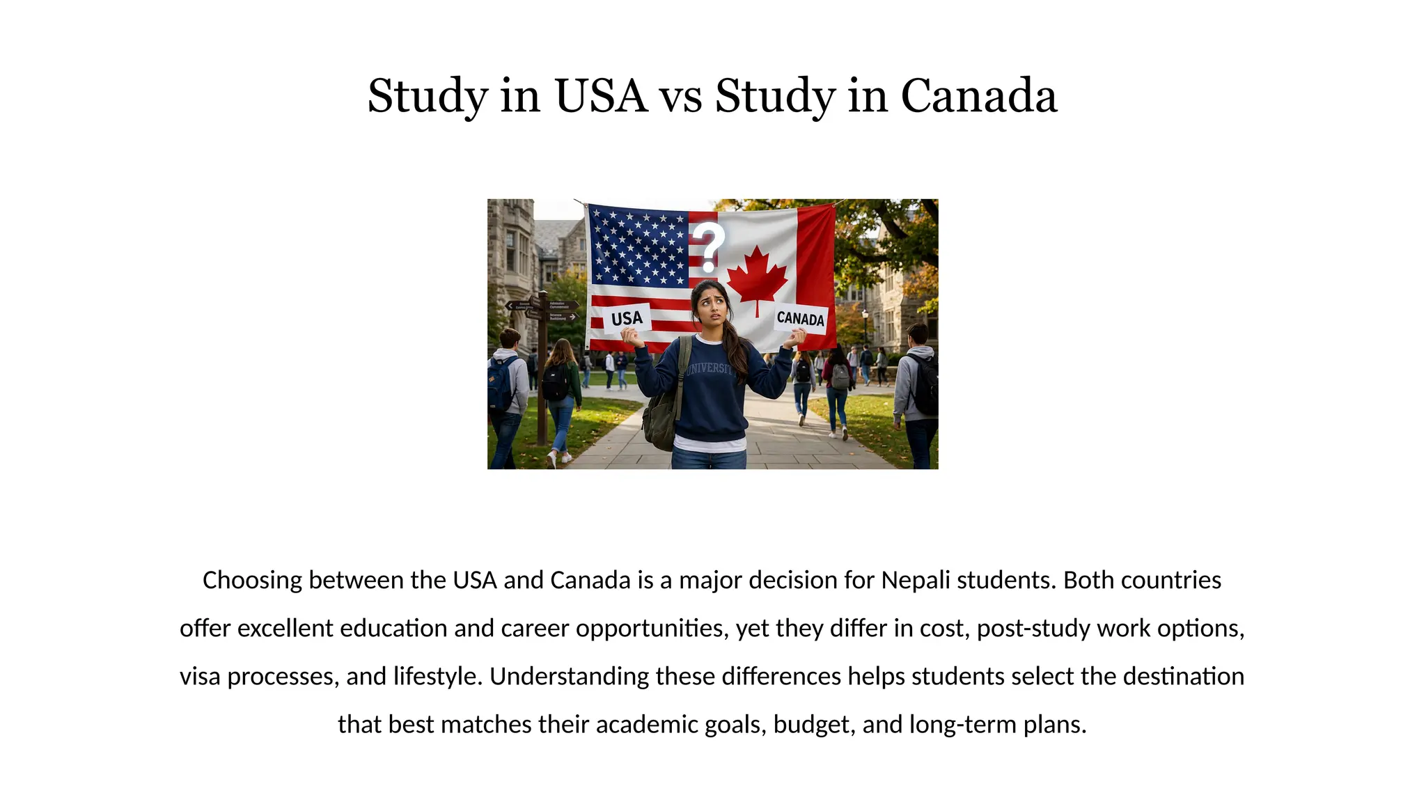 Study in USA vs Canada 2026 Complete Comparison Guide