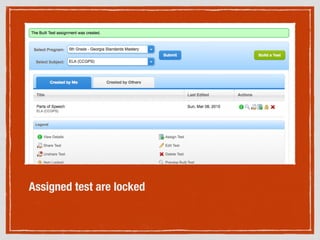 Assigned test are locked
!
!
 