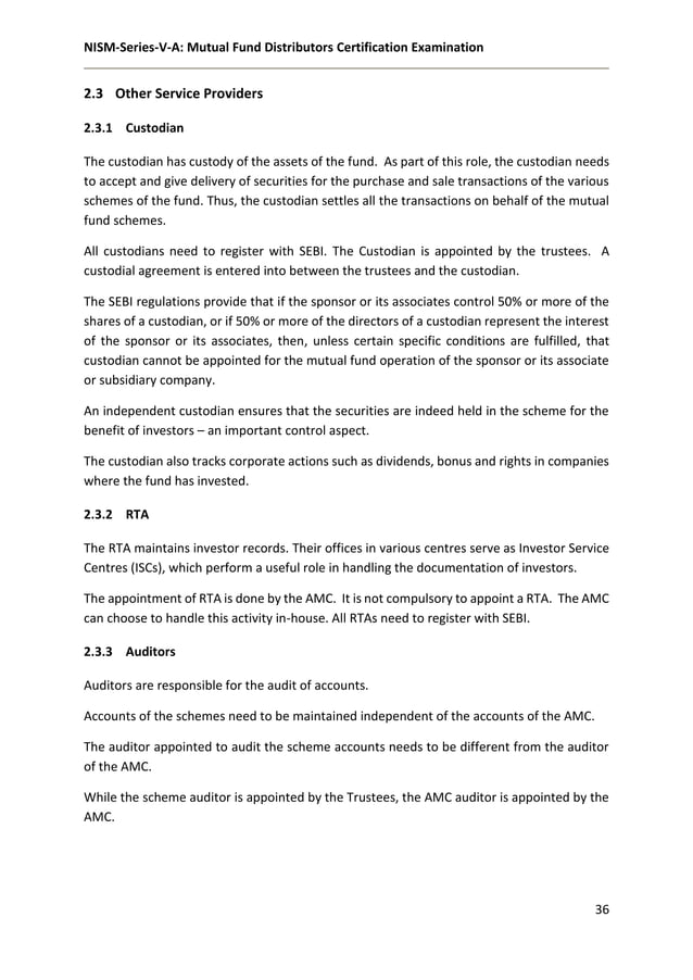 Study Material [NISM] SeriesVA Mutual Fund Distributors