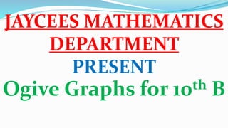 Ogive Graphs for 10th B
JAYCEES MATHEMATICS
DEPARTMENT
PRESENT
 