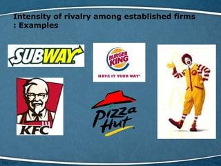 Intensity of rivalry among established firms
: Examples
 