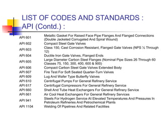 Api 601 study of ansi 31.3.PPT for piping engineering | PPT